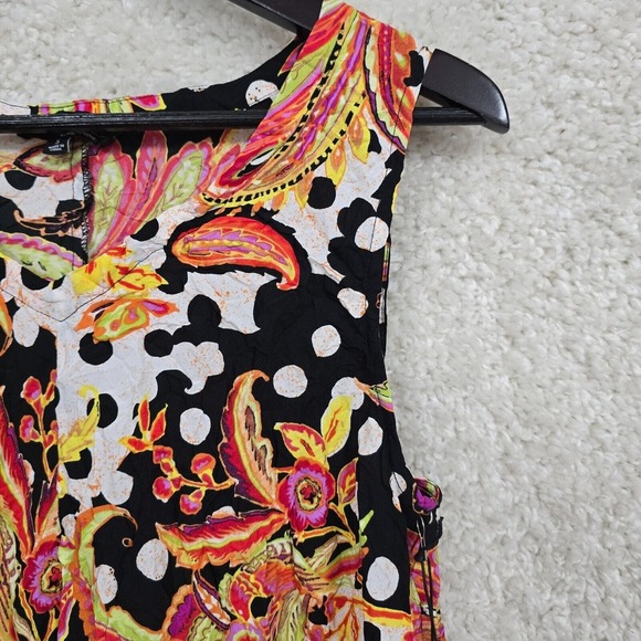 Liv by Habitat Womens Crinkle Asymmetrical Floral Paisley Top Size S Artsy Boho - Picture 3 of 12